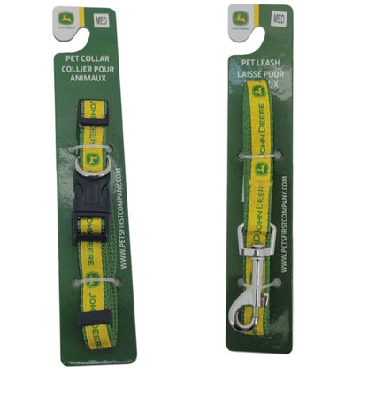 John Deere Size MEDIUM Satin Pet Collar & Leash Set - LP83249A