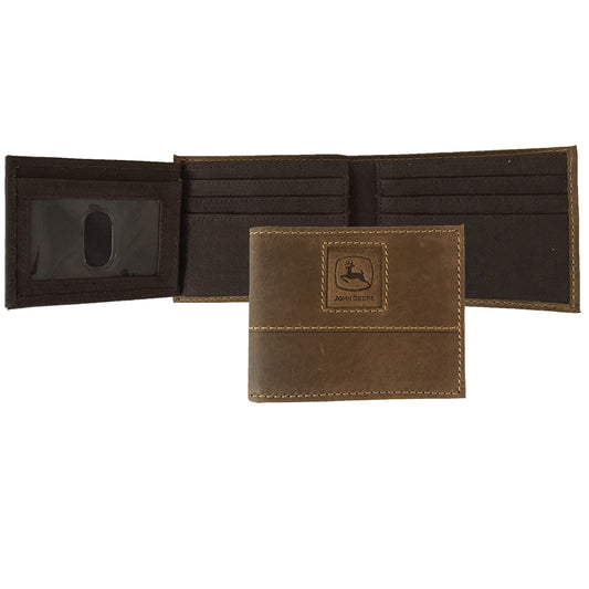 LP71259 John Deere Crazyhorse embossed bi-fold wallet