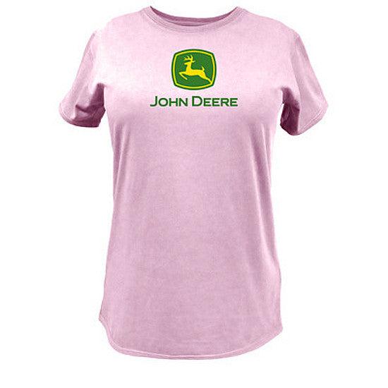 Ladies John Deere Logo Tee T-Shirt (Pink)