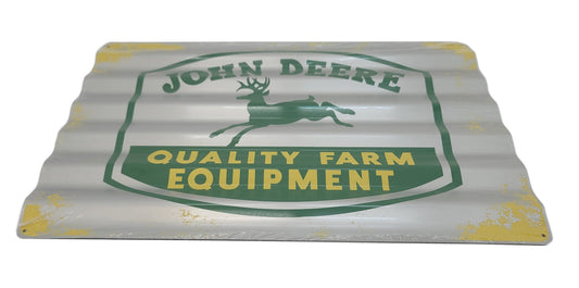 John Deere Metal Sign - Quality Farm Equipment, Corrugated, Silver - LP85809