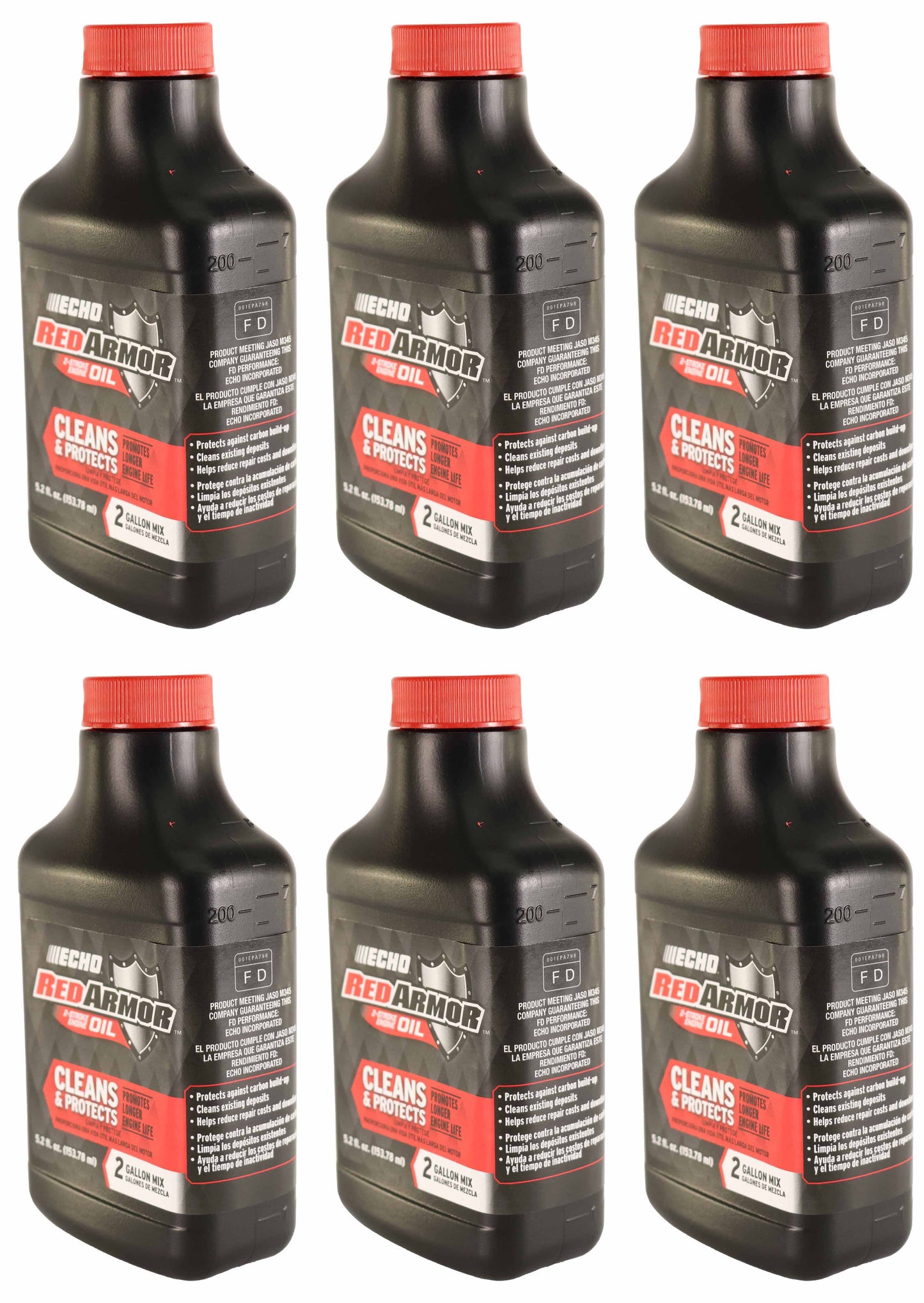 Echo Original Equipment 6-PACK Red Armor 2-Cycle Engine Oil (5.2 fl oz Bottle) - 6550002