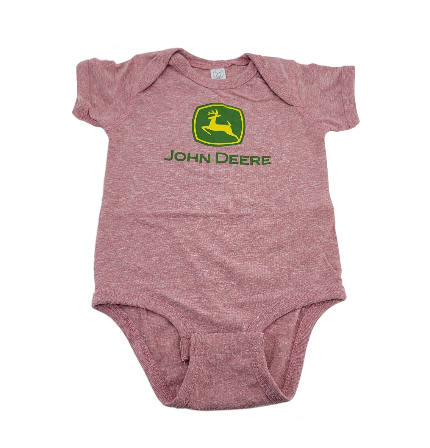 John Deere Infant Short Sleeve Pink Mauve One Piece Bodysuit Sizes 6, 12, 18 Months