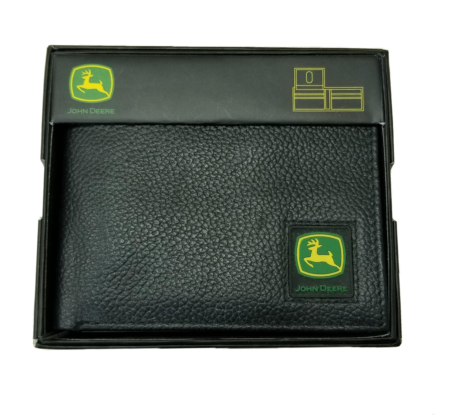 John Deere Men's Black Bi-fold Wallet w/Logo Patch - LP12270