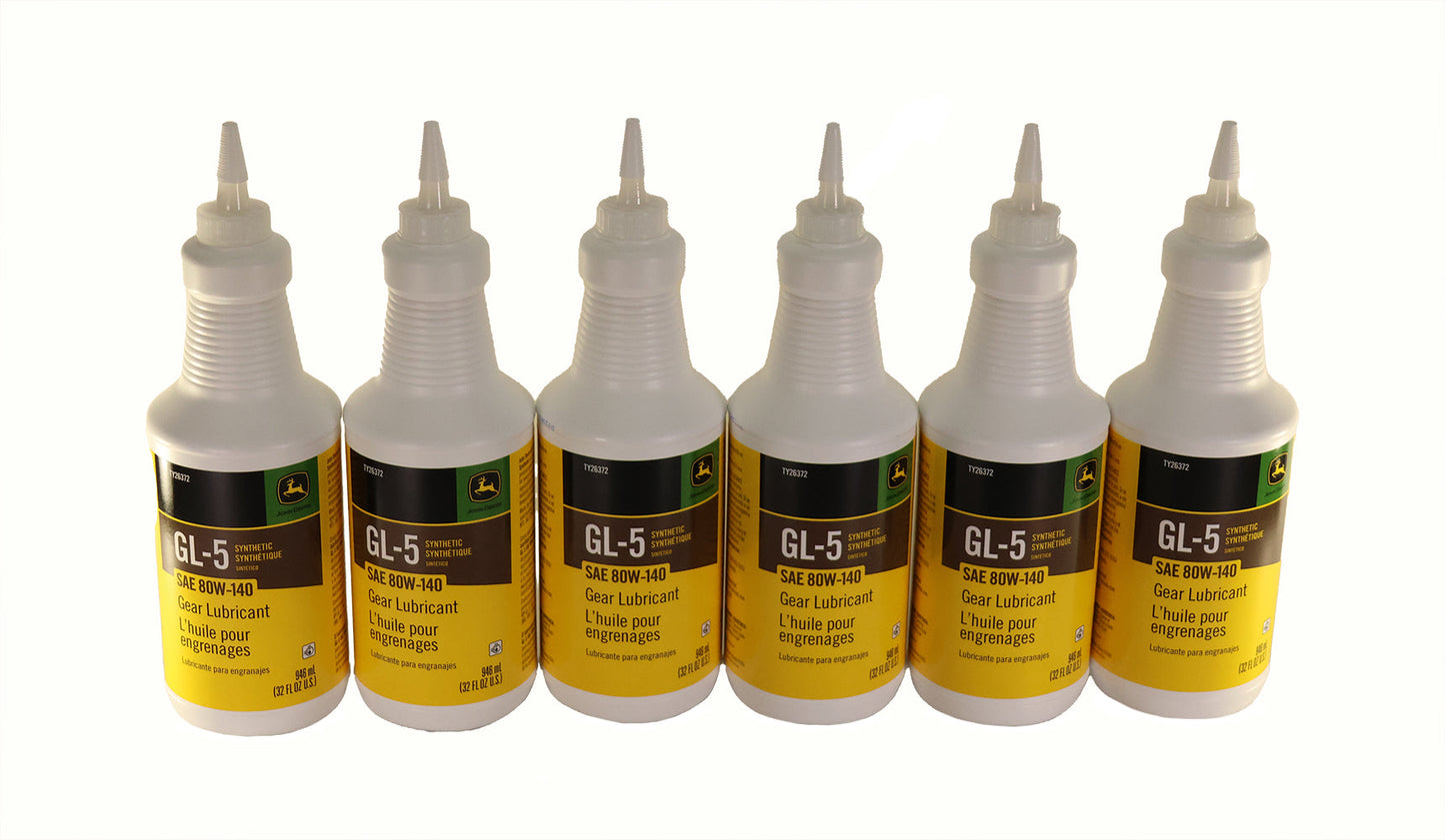 John Deere Original Equipment (6 PACK) GL-5 Synthetic SAE 80W-140 Gear Lubricant - TY26372