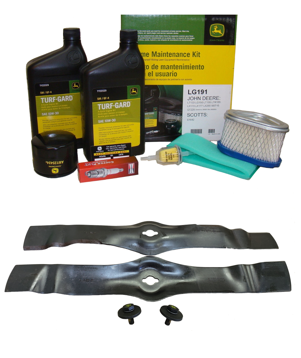 John Deere Original Equipment Model LX255 Maintenance Kit + Mulching Blades