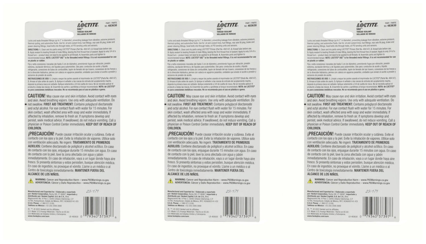 John Deere Original Equipment Loctite® 592™ Thread Sealant Tube (3-PACK) - PM37397