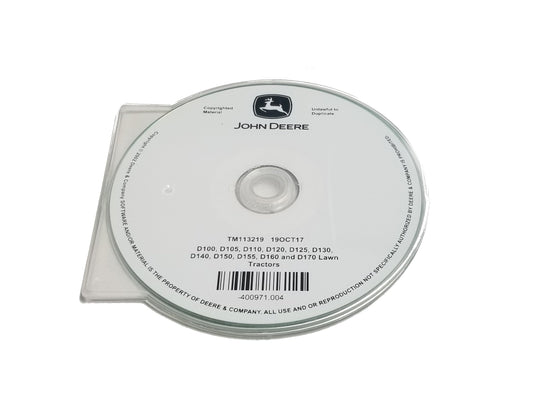 John Deere D100/D105/D110/D120/D125/D130/D140/D150/D155/D160/D170 Lawn Tractors Technical CD Manual - TM113219CD