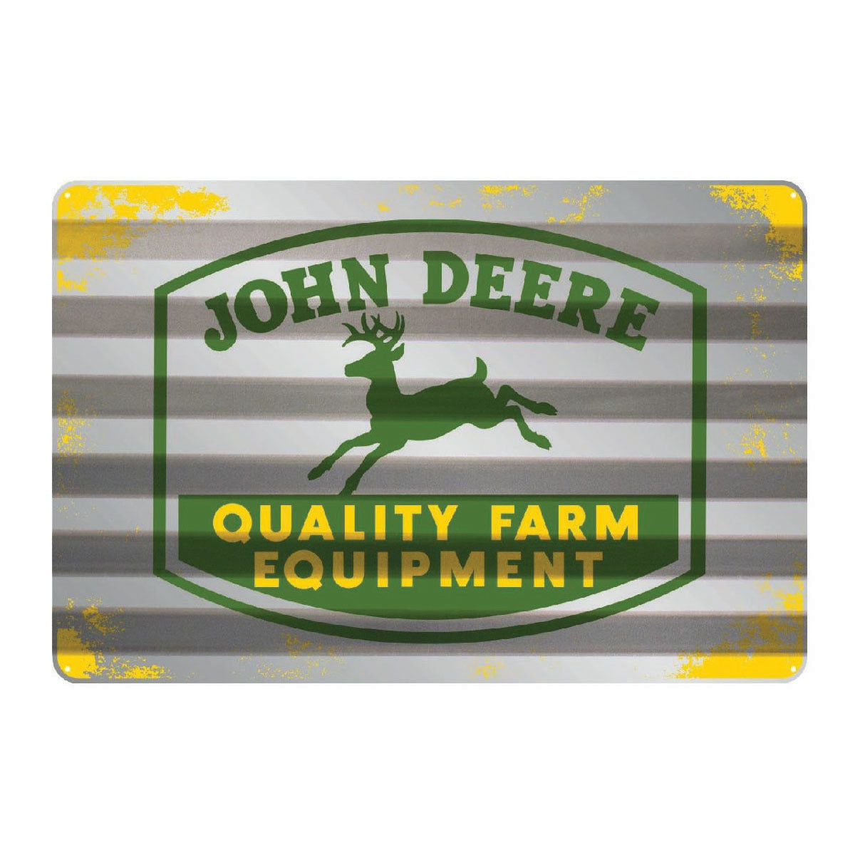 John Deere Metal Sign - Quality Farm Equipment, Corrugated, Silver - LP85809