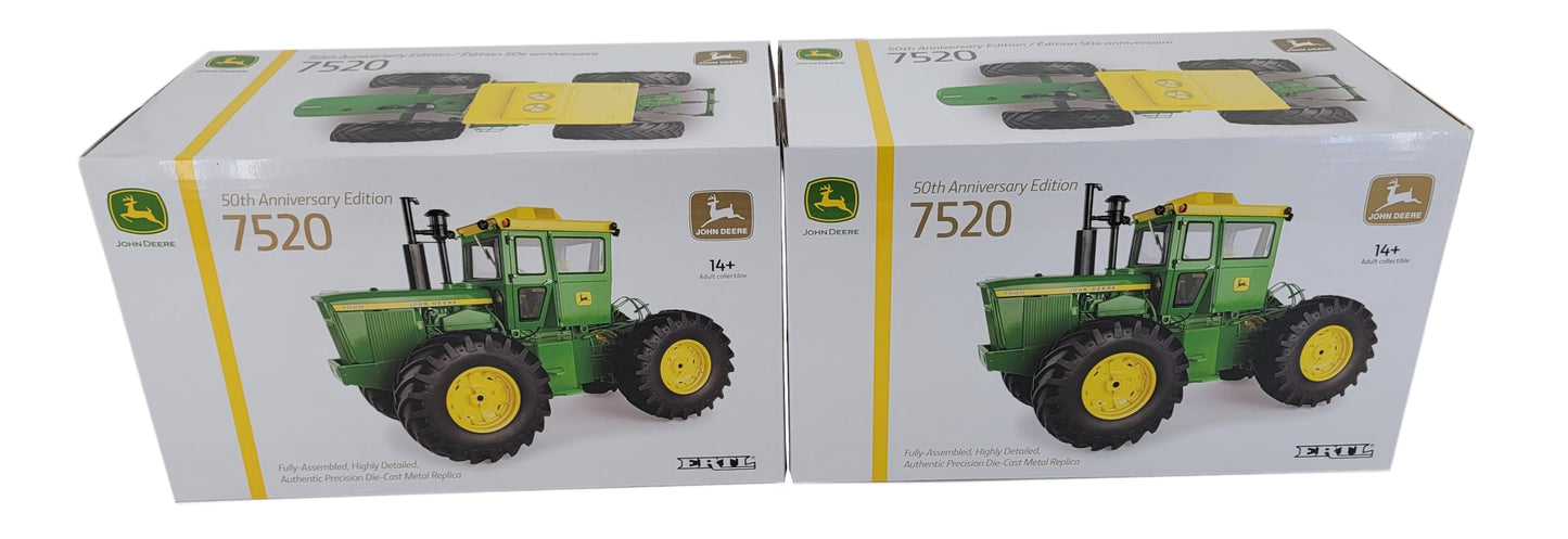 1/16 John Deere (SET OF 2) "50th Anniversary Edition" 7520 Precision Tractor Toy - LP82780,2