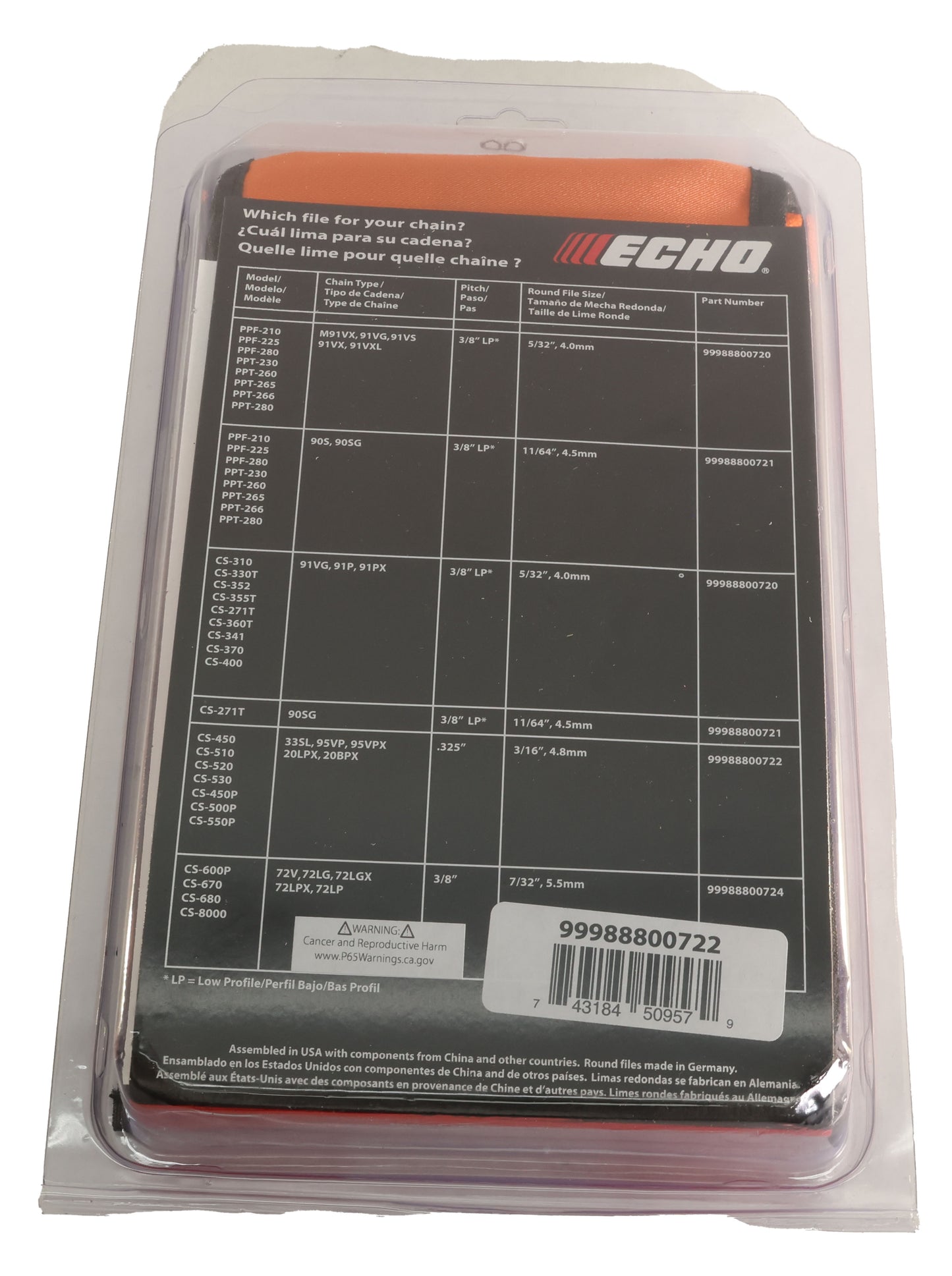 Echo Original Equipment Chain Sharpening Kit - 99988800722