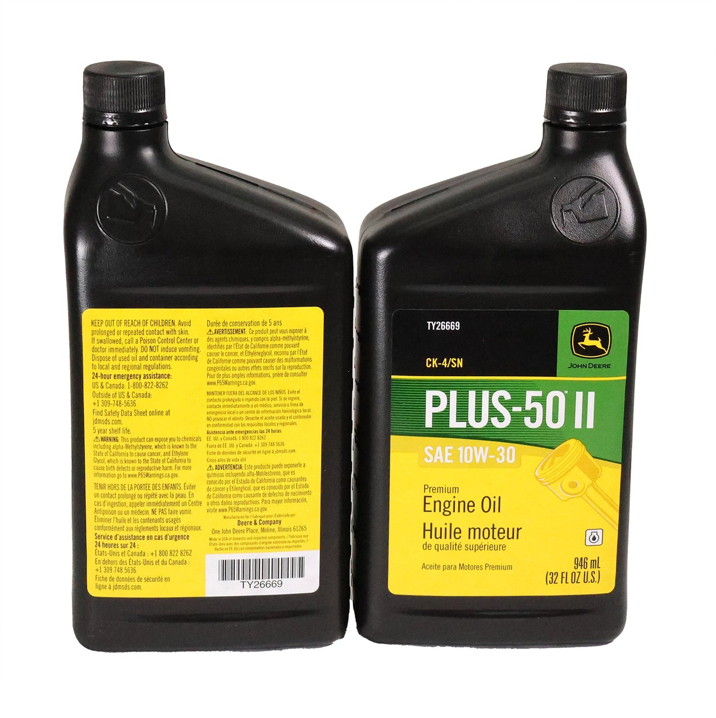 John Deere Original Equipment (2 PACK) Plus-50 II SAE 10W-30 Quart Engine Oil - TY26669