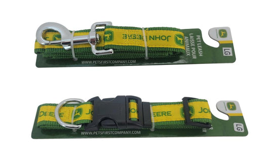 John Deere Size LARGE Satin Pet Collar & Leash Set - LP83250A