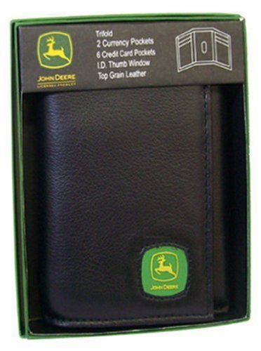 Men's John Deere Tri-Fold Leather Wallet (Black) - LP12268