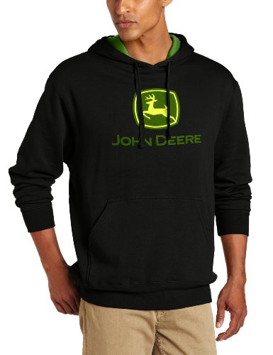 John Deere Men's Trademark Logo Core Hood Pullover Fleece, Black, X-Large - LP36048