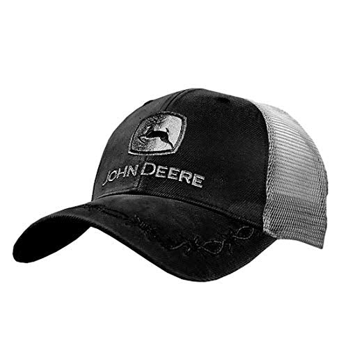 Men's John Deere Hat / Cap (Black / Gray Mesh) - LP68009