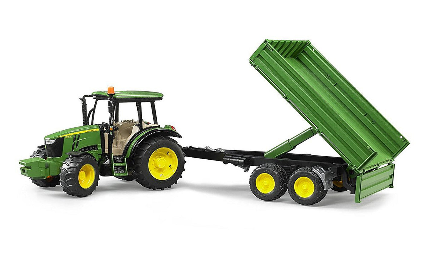 John Deere 5115M Tractor Toy with Tilting Trailer by Bruder - LP65044