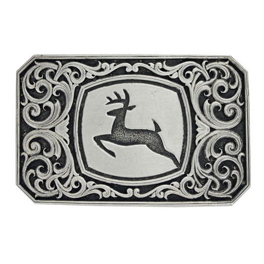 John Deere Antiqued Silver Filigree Buckle - LP77445