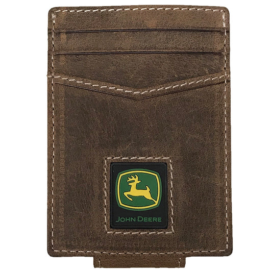 John Deere Mens Distressed Leather Money Clip Wallet - LP74727