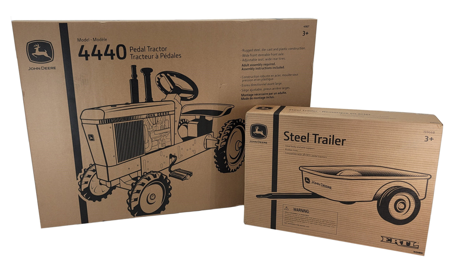 John Deere 4440 Pedal Tractor w/ Steel Trailer - LP81017A