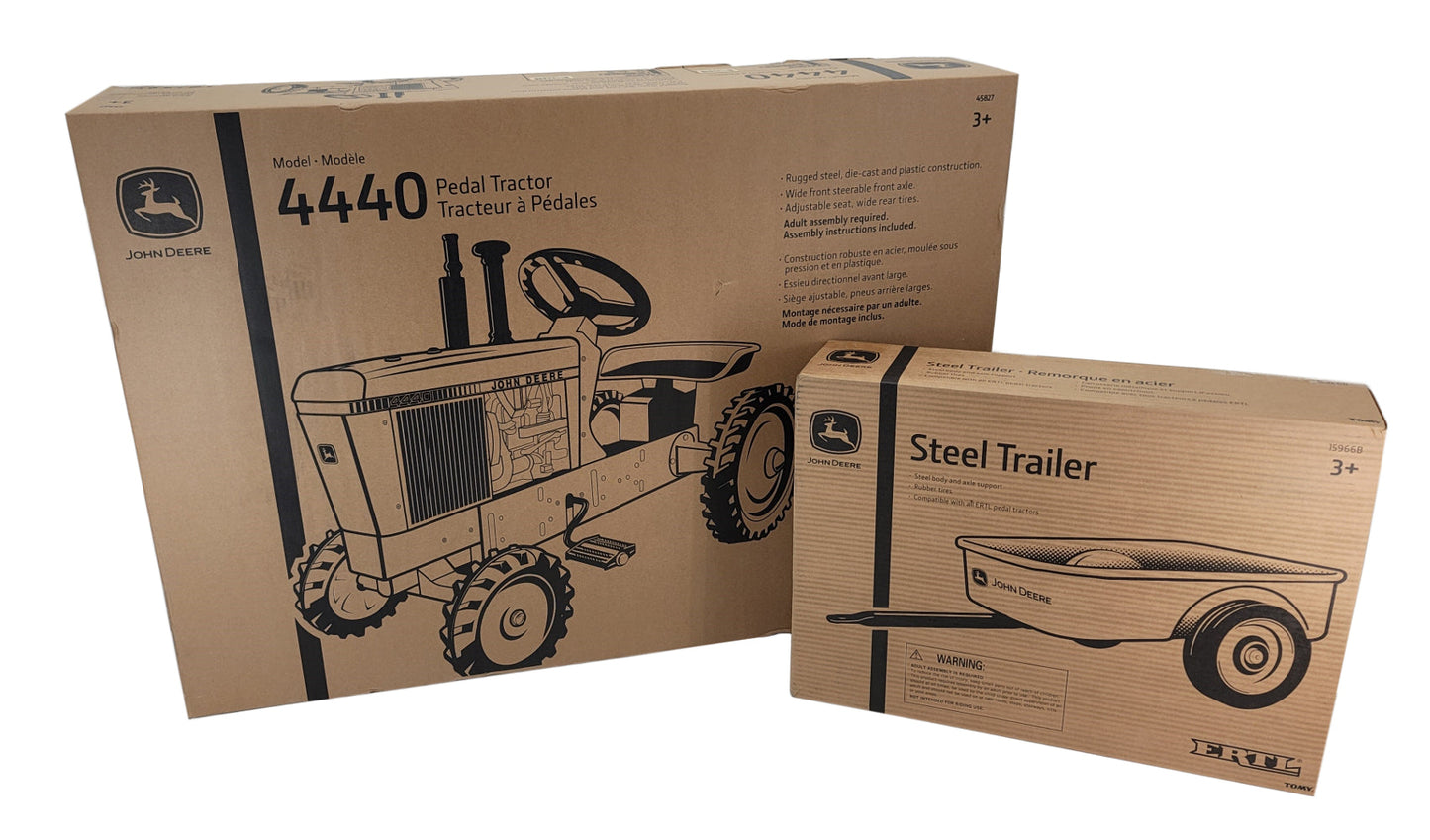 John Deere 4440 Pedal Tractor w/ Steel Trailer - LP81017A