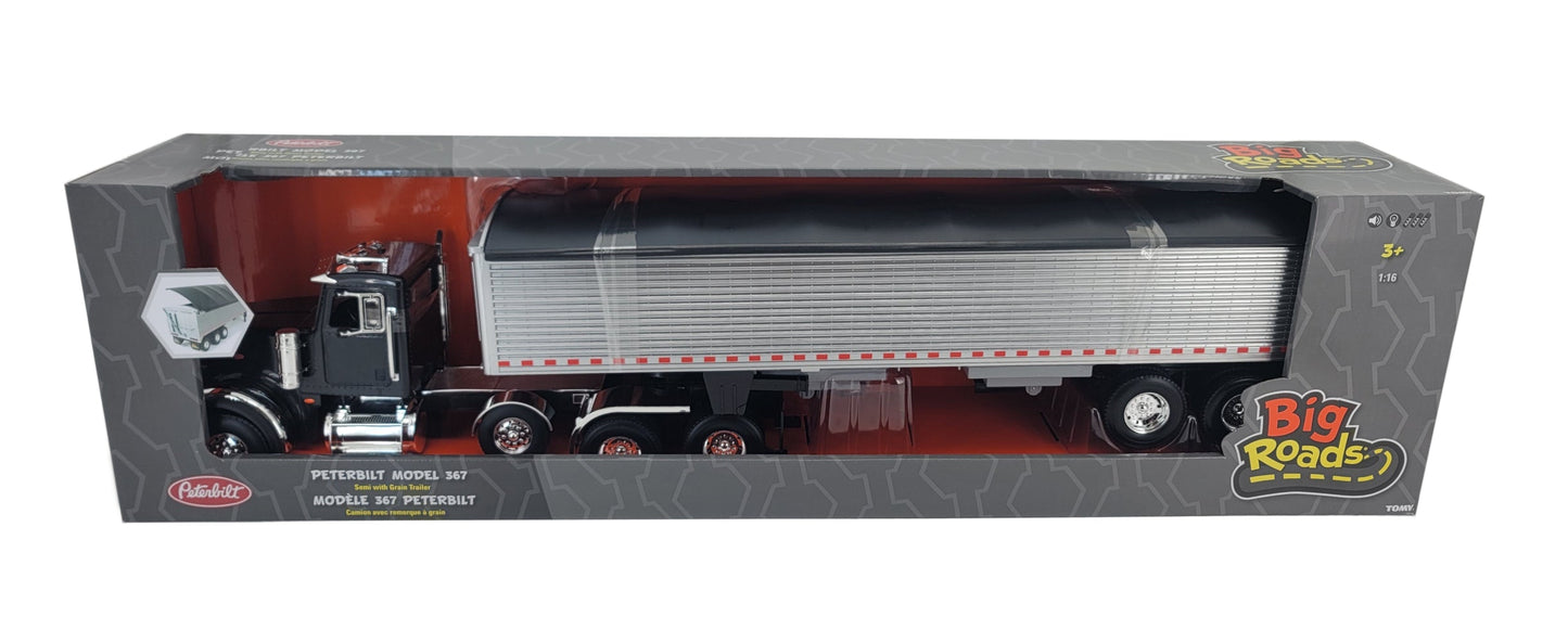 1/16 Big Roads Peterbilt 367 Semi w/ Grain Trailer Toy - LP81111