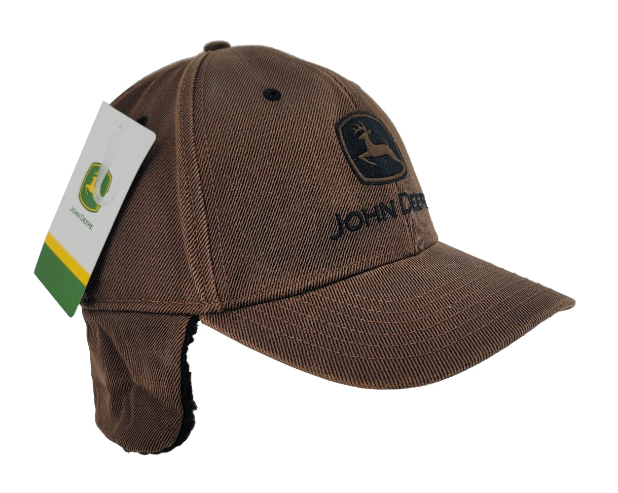 John Deere Brown Oiled Cotton Twill Sherpa Lined Flap Hat/Cap - LP8271 –