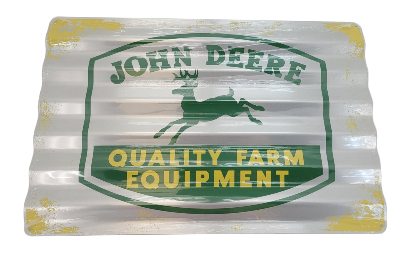 John Deere Metal Sign - Quality Farm Equipment, Corrugated, Silver - LP85809