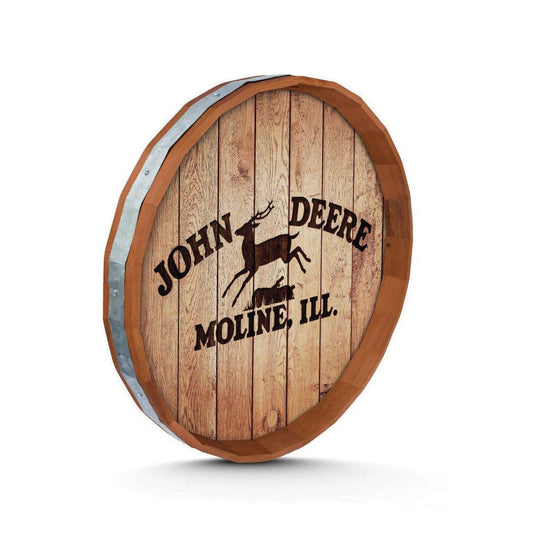 John Deere Wooden Whiskey Barrel Top Sign - LP85812