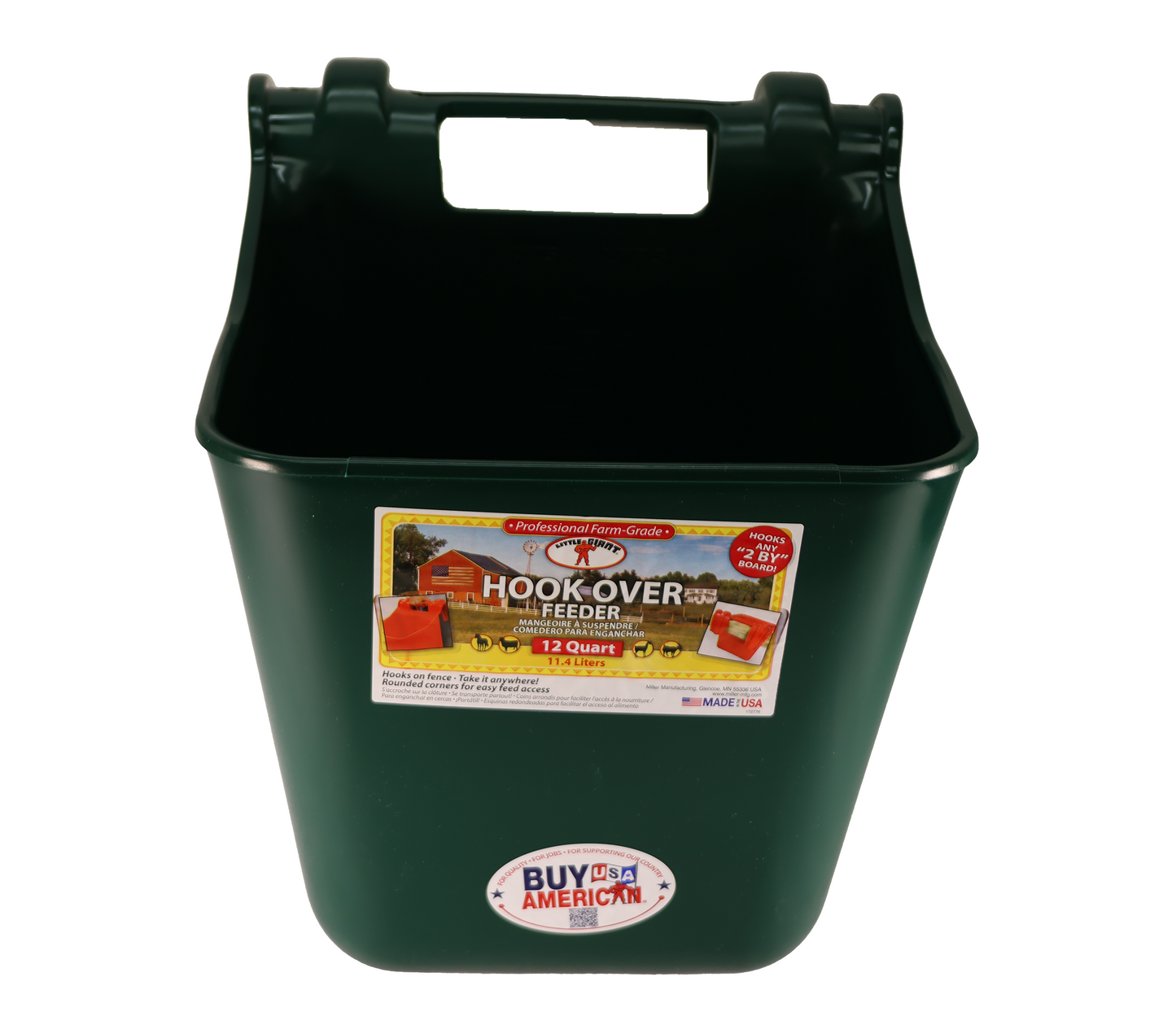 Little Giant Green 12 Quart Plastic Hook Over Feeder - HF12GREEN