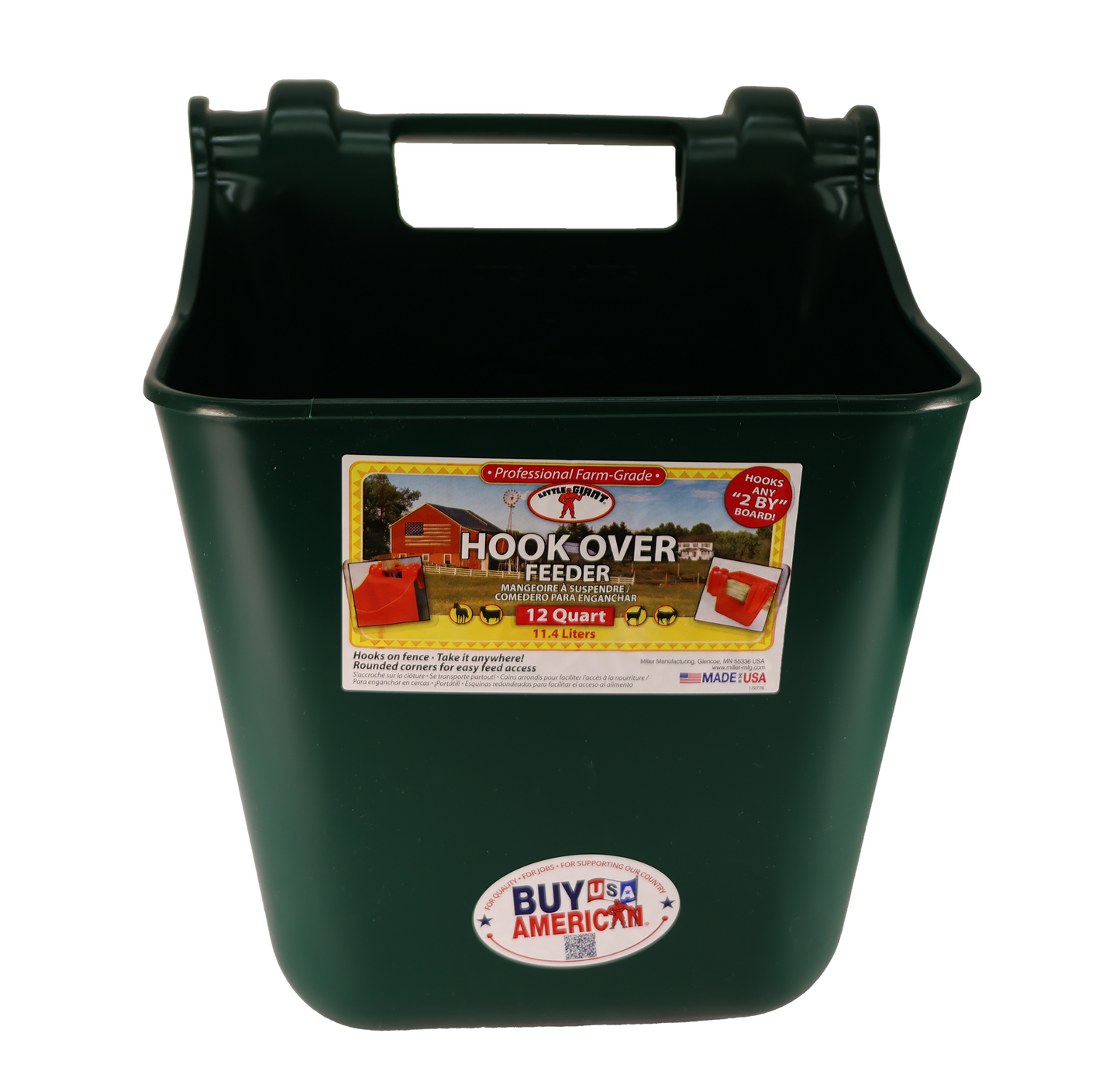 Little Giant Green 12 Quart Plastic Hook Over Feeder - HF12GREEN