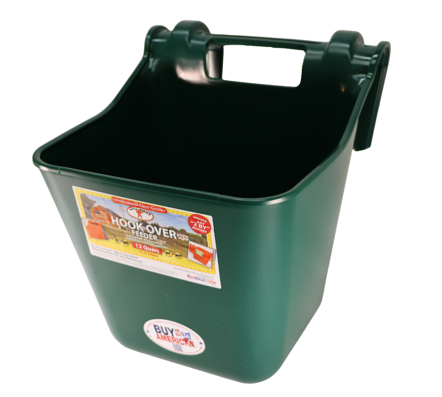 Little Giant Green 12 Quart Plastic Hook Over Feeder - HF12GREEN