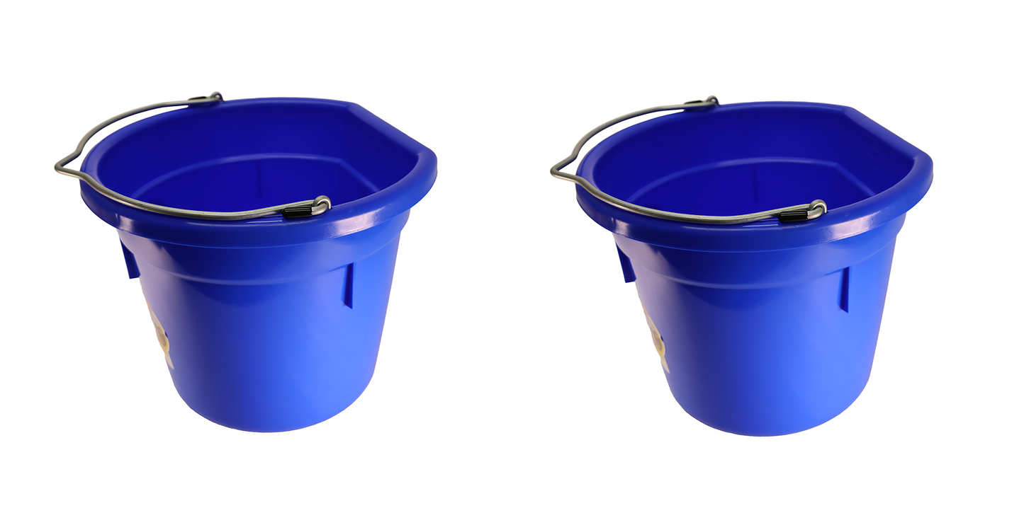 Little Giant Blue 20 Quart Flat Back Plastic Bucket Pack of 2 - P20FBBLUE