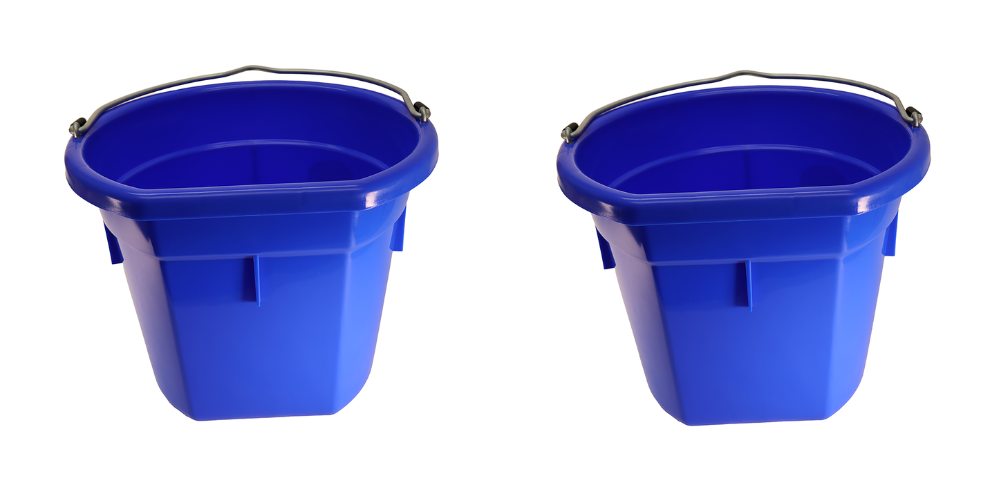 Little Giant Blue 20 Quart Flat Back Plastic Bucket Pack of 2 - P20FBBLUE
