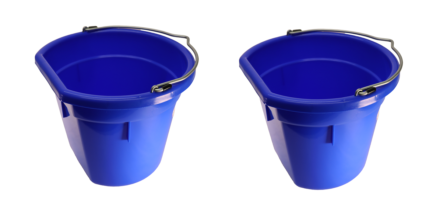 Little Giant Blue 20 Quart Flat Back Plastic Bucket Pack of 2 - P20FBBLUE