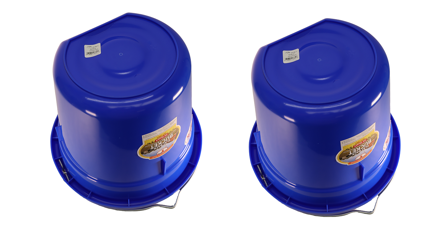 Little Giant Blue 20 Quart Flat Back Plastic Bucket Pack of 2 - P20FBBLUE