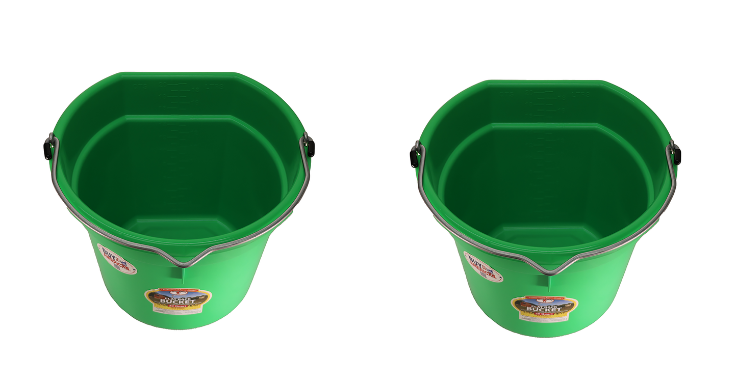 Little Giant Lime Green 20 Quart Flat Back Plastic Bucket Pack of 2 - P20FBLIMEGREEN
