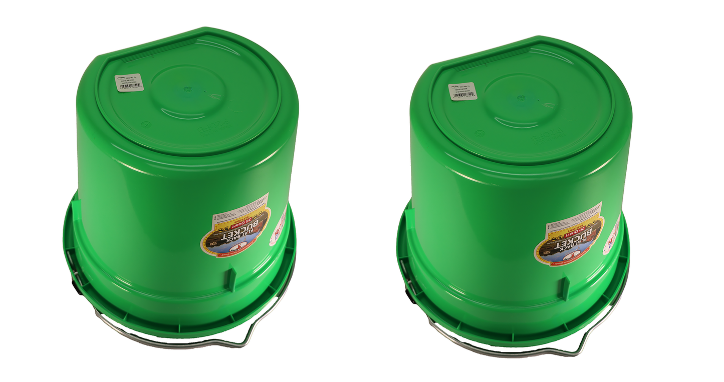 Little Giant Lime Green 20 Quart Flat Back Plastic Bucket Pack of 2 - P20FBLIMEGREEN