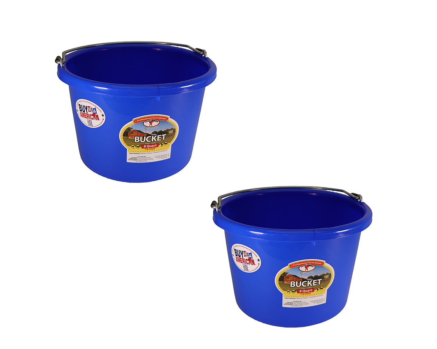 Little Giant Blue 8 Quart Plastic Bucket Pack of 2 - P8BLUE