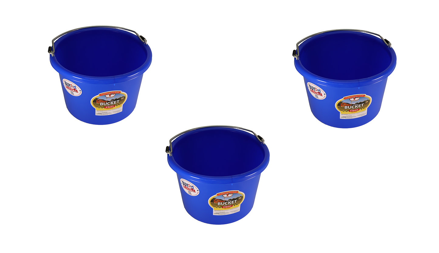Little Giant Blue 8 Quart Plastic Bucket Pack of 3 - P8BLUE