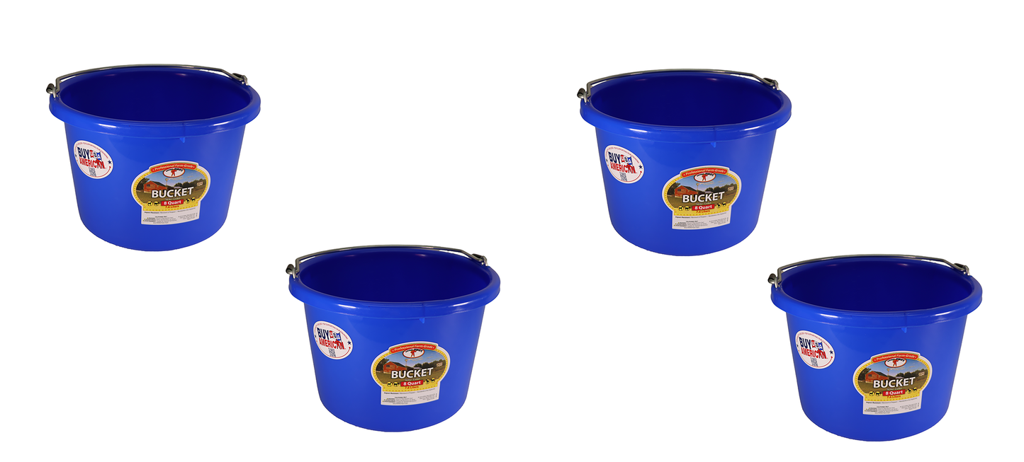 Little Giant Blue 8 Quart Plastic Bucket Pack of 4 - P8BLUE