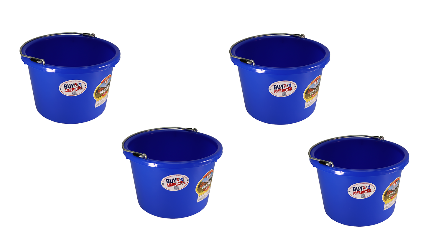 Little Giant Blue 8 Quart Plastic Bucket Pack of 4 - P8BLUE