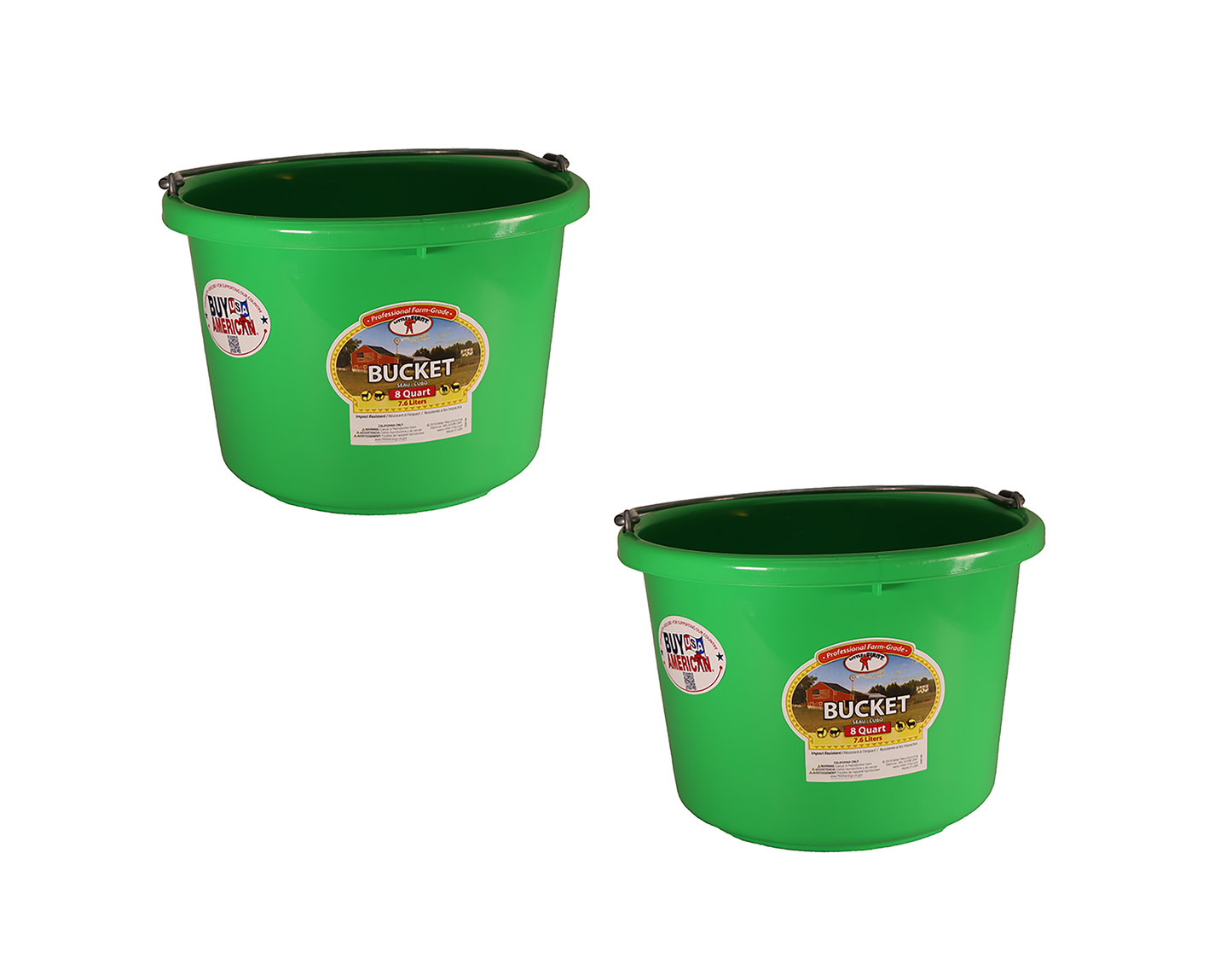 Little Giant Lime Green 8 Quart Plastic Bucket Pack of 2 - P8LIMEGREEN