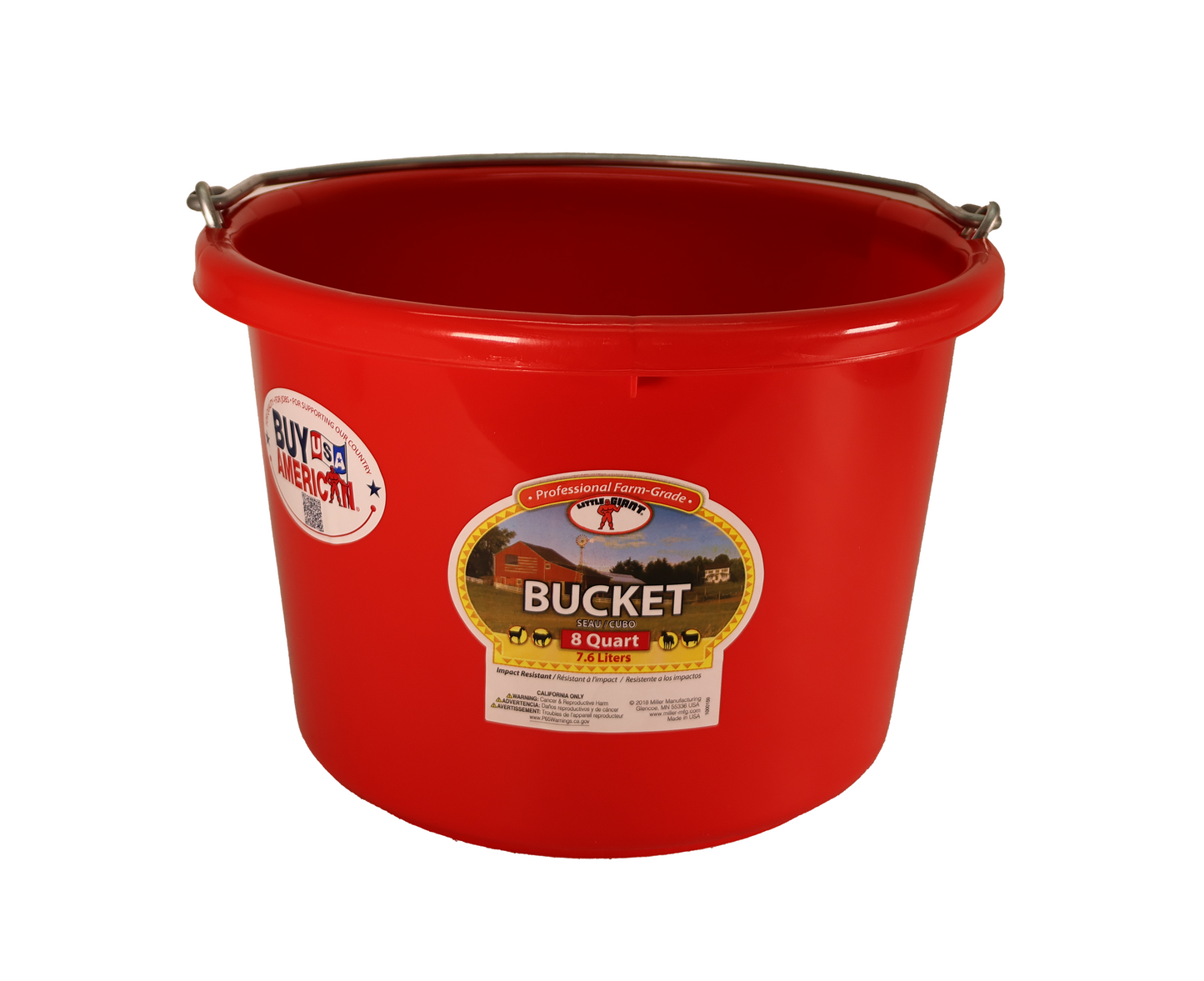 Little Giant Red 8 Quart Plastic Bucket - P8RED