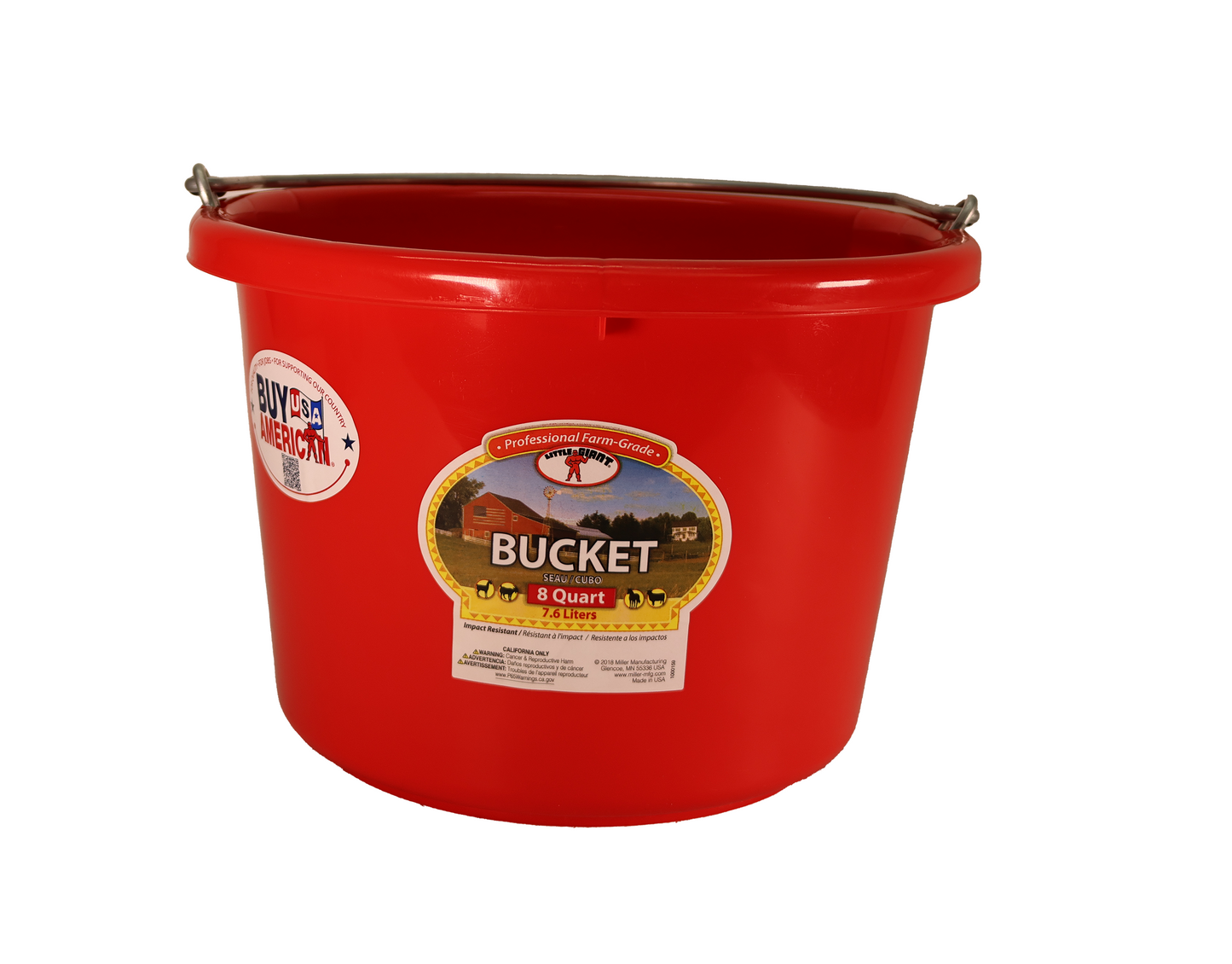 Little Giant Red 8 Quart Plastic Bucket - P8RED