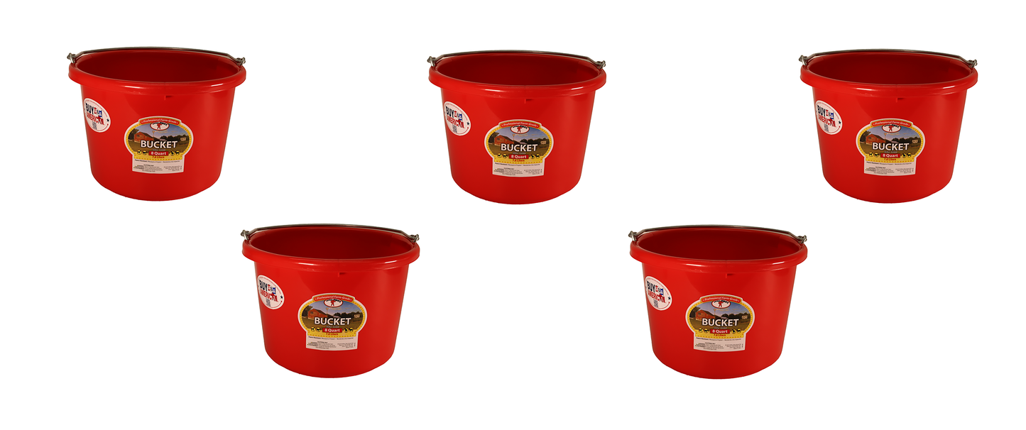 Little Giant Red 8 Quart Plastic Bucket Pack of 5 - P8RED
