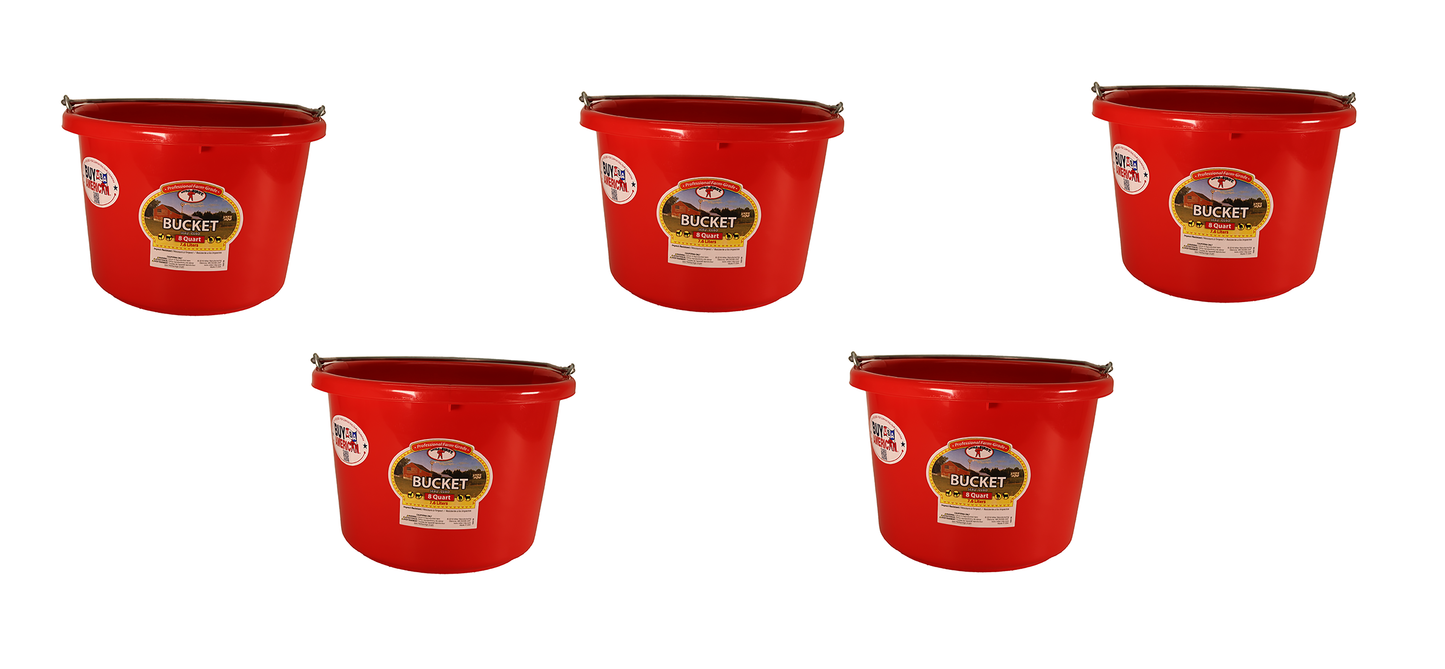Little Giant Red 8 Quart Plastic Bucket Pack of 5 - P8RED