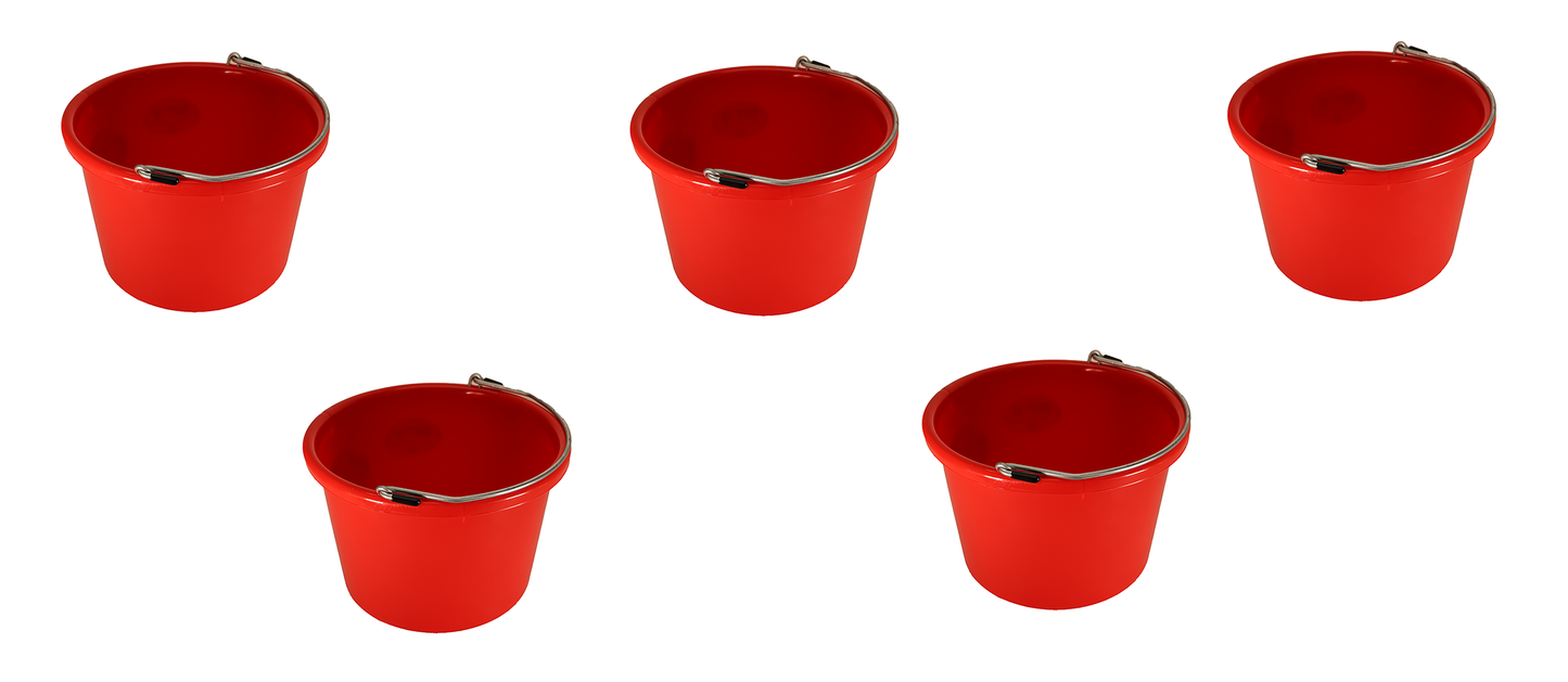 Little Giant Red 8 Quart Plastic Bucket Pack of 5 - P8RED