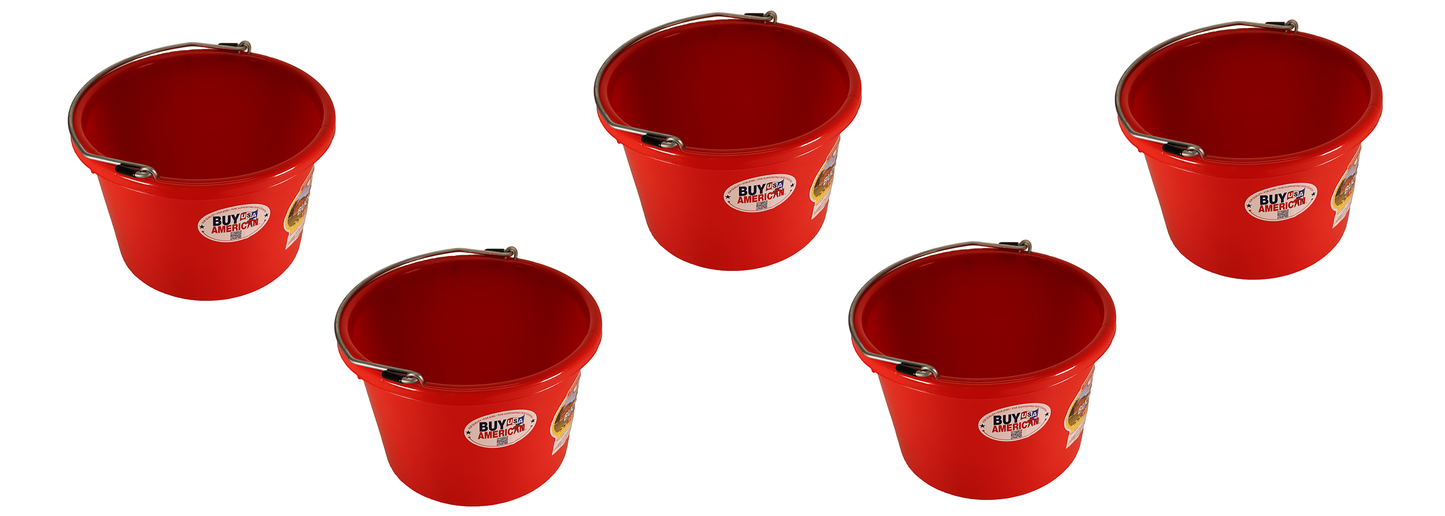 Little Giant Red 8 Quart Plastic Bucket Pack of 5 - P8RED