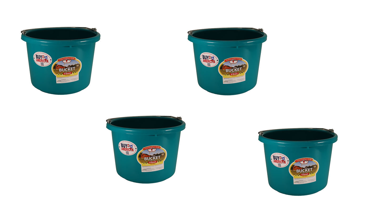 Little Giant Teal 8 Quart Plastic Bucket Pack of 4 - P8TEAL