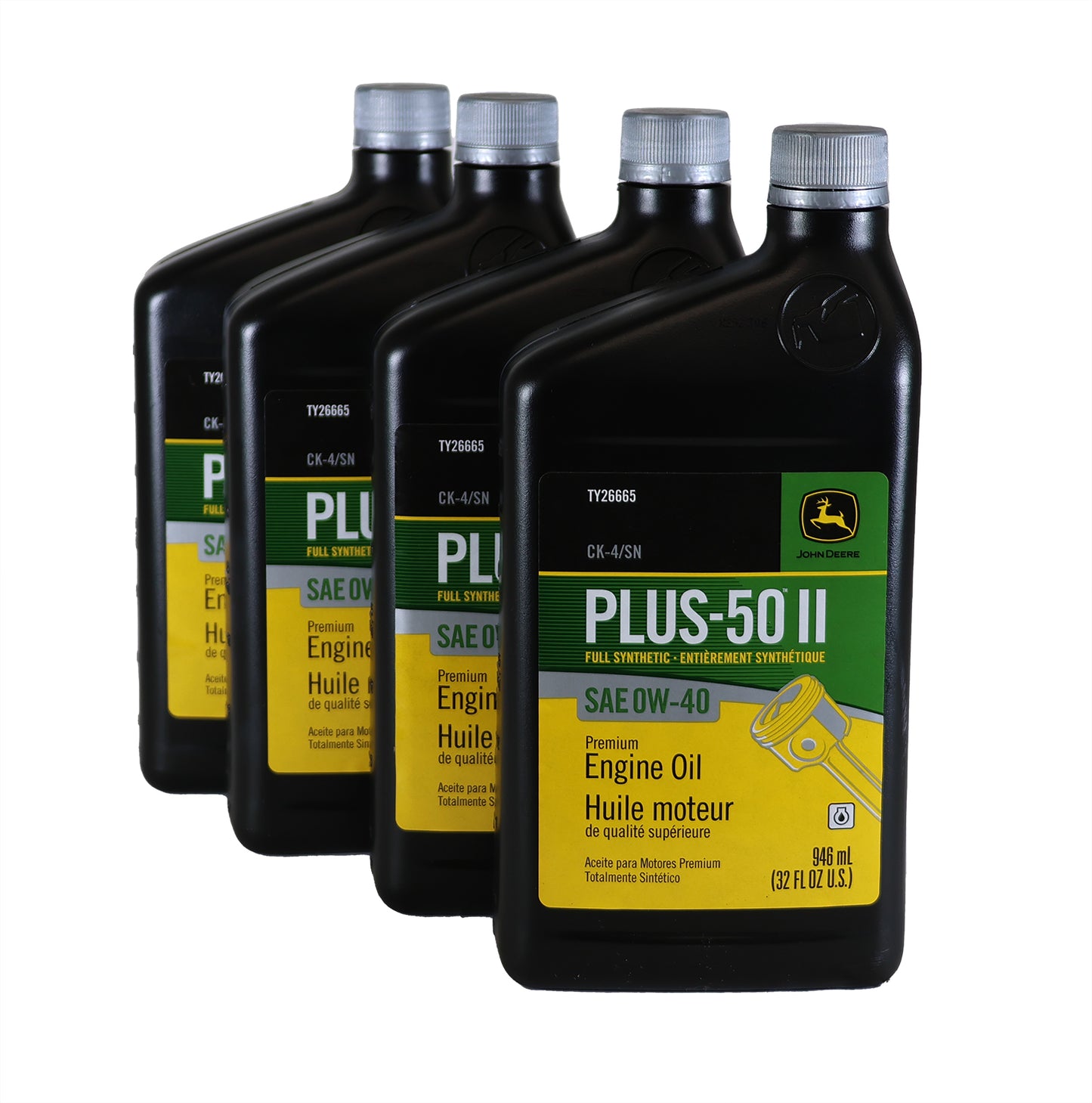 John Deere (4 PACK) Plus-50 II Full Synthetic SAE 0W-40 Engine Oil - TY26665